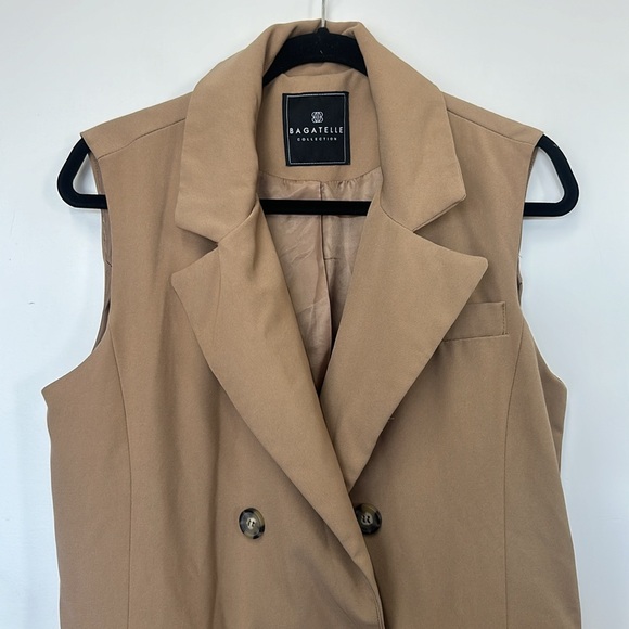 Bagatelle Collection Sand Lined Double Breasted Coat Vest M - Picture 2 of 7